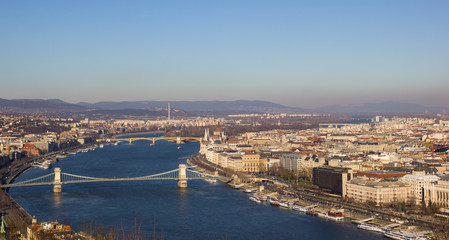 Fototapeta premium Budapest top view river Danube