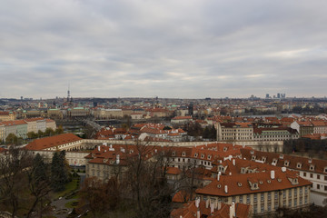 Naklejka na ściany i meble Roofs of buildings landscape in Prague city