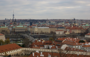 Fototapeta na wymiar Roofs of buildings landscape in Prague city