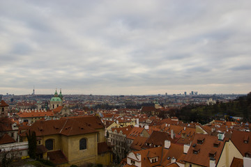 Landscape of Prague city roofs of buildings