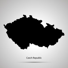 Obraz premium Czech Republic country map, simple black silhouette on gray