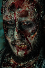 closeup of bloody man