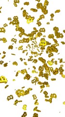 Digital currency symbol Bitcoin on a white background. Fall of bitcoin. Cryptocurrency graph on virtual screen. Business, Finance and technology concept. 3D illustration