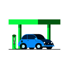 Electric car at a charging station