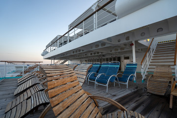 Sun Lounger at Deck of a Cruise Ship