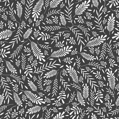 Black and white floral texture seamless vector