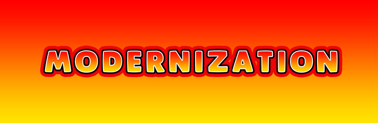 Modernization - gaming text written on orange yellow background