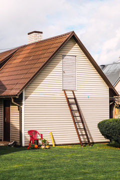 Ladder near countryside house