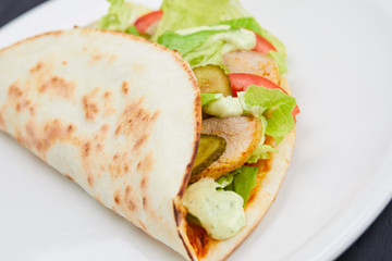 sandwich wrap with meat and vegetables