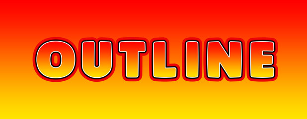 Outline - gaming text written on orange yellow background