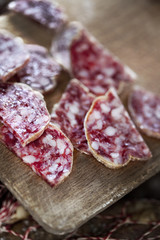 Close up of sausage on a market stall