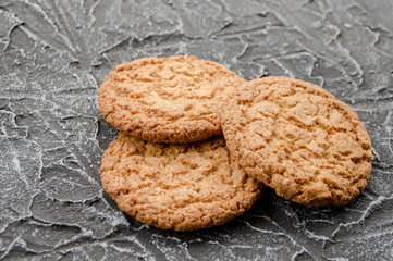 oatmeal cookies on a dark background 