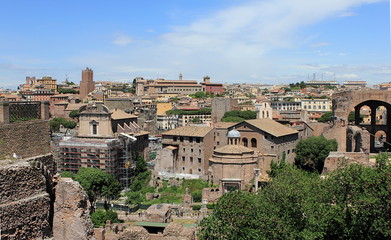 Obraz premium Rome, Italy. View on Roman Forum and the city.