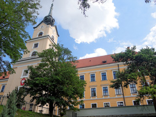 A view of the historical center in Rzeszow, Poland, with Rzeszow Castle.
