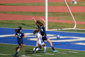 Striker scores goal through the defense