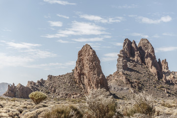 Fototapeta premium View of a very special landscape with volcanic lava on a sunny and hot day