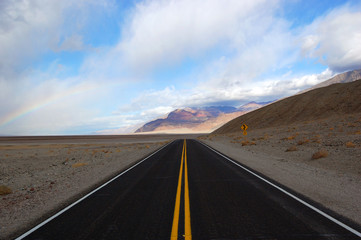 Rainbow after rain in Death Valley National Park, California, USA.