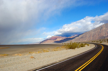Rainbow after rain in Death Valley National Park, California, USA.