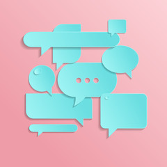 Chat Icons in trendy style isolated on pink background. Cut paper