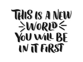 Lettering composition for posters. Motivational quote about gadgets and technology. Hand drawn vector illustration.