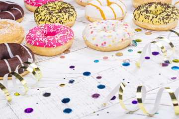 Mix of colorful doughnuts