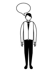 businessman standing character speech bubble