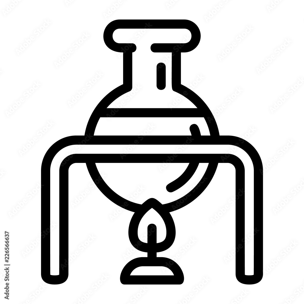 Poster flask on fire icon. outline flask on fire vector icon for web design isolated on white background