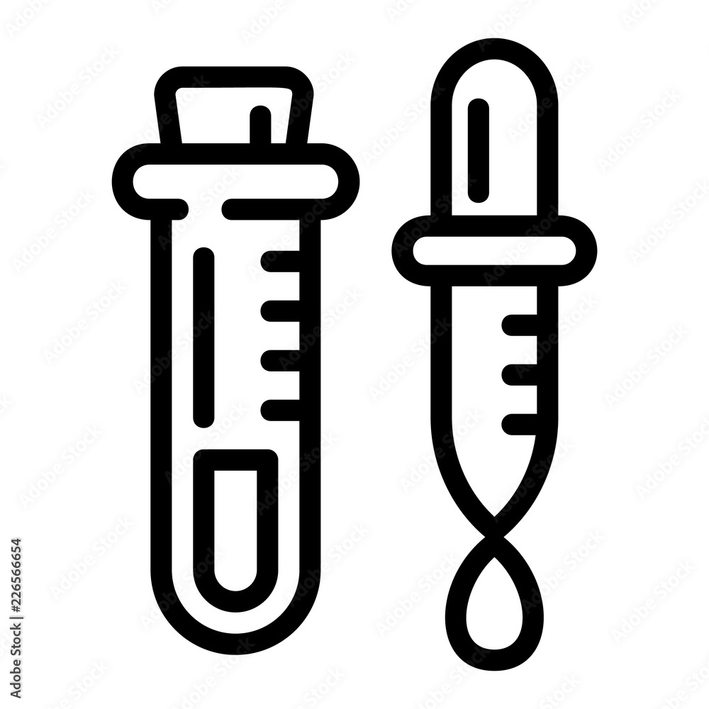 Poster test tube and pipette icon. outline test tube and pipette vector icon for web design isolated on whi