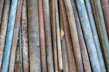 Old Rusty Steel Pipes with the Corrosion.