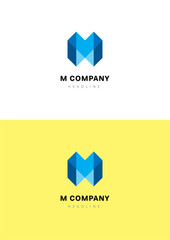 M company logo template. - obrazy, fototapety, plakaty