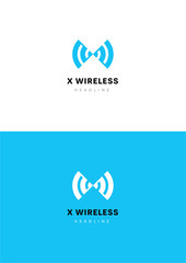 M Wireless logo template. - obrazy, fototapety, plakaty