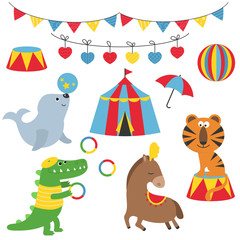 Set of circus animals.