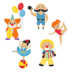 Set of circus characters.