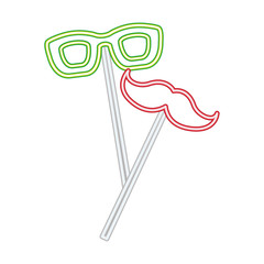 party night glasses mustache neon on stick
