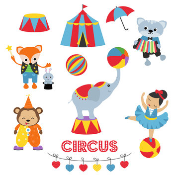 Set of circus animals.