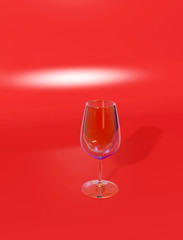 wine glass on red background