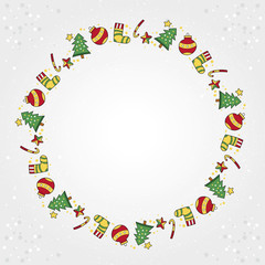 Playful Christmas designs with trees and socks in the shape of a circle