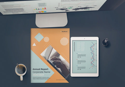 Annual Report Layout With Geometric Background