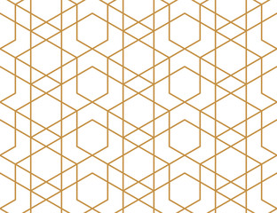 The geometric pattern with lines. Seamless vector background. White and gold texture. Graphic modern pattern. Simple lattice graphic design