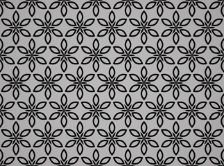Flower geometric pattern. Seamless vector background. Black and grey ornament. Ornament for fabric, wallpaper, packaging, Decorative print