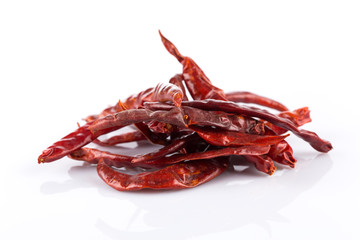 dried chili on white background