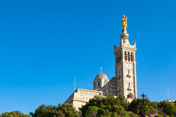 Fototapeta na wymiar Notre Dame De La Garde cathedral church in Marseille - France