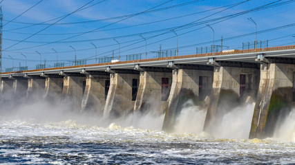 water discharge on the dam