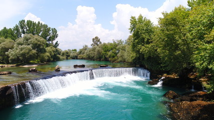 Fototapeta premium Aerial photo of Manavgat Waterfall in Antalya Turkey