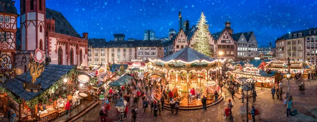 Deurstickers Weihnachtsmarkt auf dem Frankfurter Römer, Frankfurt am Main, Hessen, Deutschland © eyetronic
