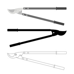 garden scissors  vector illustration flat style black silhouette