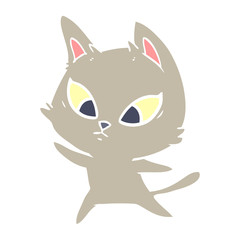 confused flat color style cartoon cat