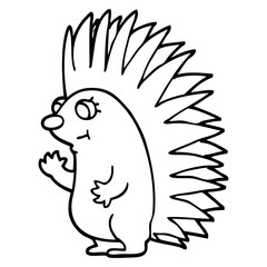 line drawing cartoon spiky hedgehog