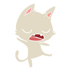talking cat flat color style cartoon