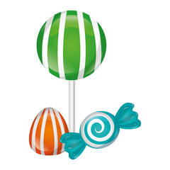 sweet candies lollipop and mint cane